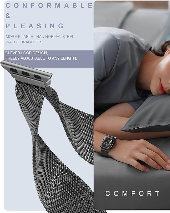 Original Stainless Steel Milanese Loop Compatible with Apple Watch Band 38mm 40mm 41mm 42mm 44mm 45mm 46mm 49mm, Magnetic Clasp Band for iWatch Series 11 10 9 8 7 6 5 4, SE 3 2 1 Ultra3 2, Women & Men - Image 6