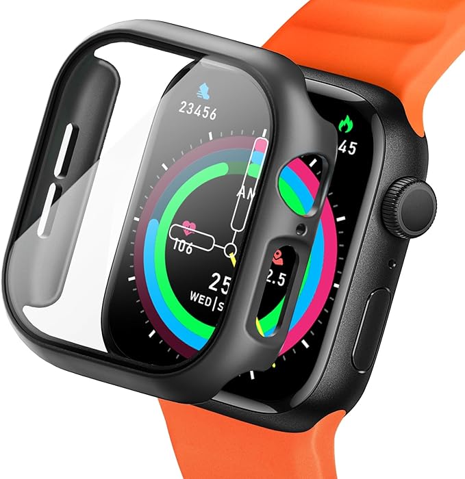 2 Pack Case for Apple Watch Screen Protector, Hard PC Case with Tempered Glass Protective Cover Guard Bumper, Slim Apple Watch Cover for iWatch Series 11 Series 10 - Black/Black 46mm - Image 2