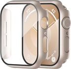 Smiling 2 Pack Case Compatible with Apple Watch SE 3 (2025)/ SE 2/ SE/Series 6/5/4 44mm with Tempered Glass Screen Protector, Hard PC Case Overall Protective Cover- Starlight by Smiling