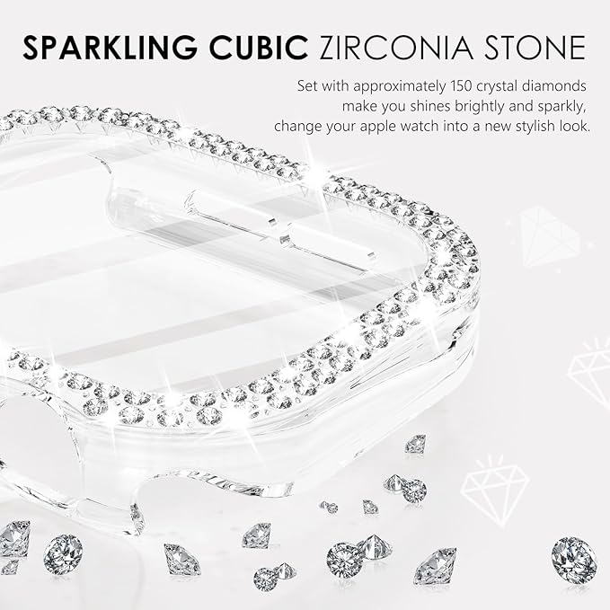 Surace Bling Apple Watch Case with Screen Protector Compatible with Apple Watch Series 11 Series 10 42mm, Crystal Diamond Overall Protective Case Face Cover Bumper 42mm, Clear - Image 2