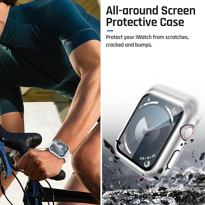 Goton Waterproof Case Compatible for Apple Watch Screen Protector Series 6/5/4, SE 3/2/1 40mm, Hard Bumper with Tempered Glass for iWatch Cover 40 mm - Image 5