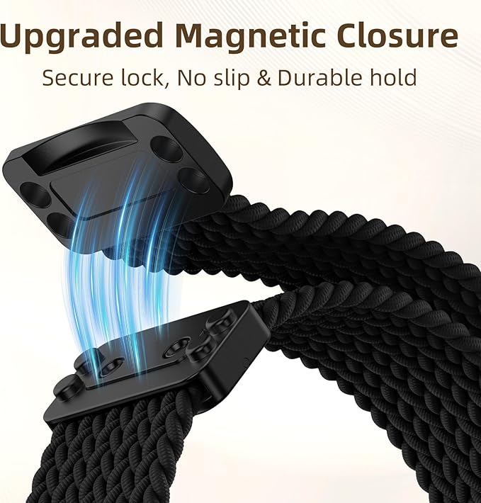 Braided Stretchy Bands Compatible with Apple Watch Bands 40mm 44mm 38mm 41mm 42mm 45mm 46mm 49mm Women Men, Soft Nylon Sport Strap with Magnetic Clasp for iWatch Series 11 10 9 8 SE 7 6 5 4 3 2 Ultra - Image 2