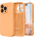 Magnetic for iPhone 16 Pro Case, Compatible with MagSafe, [Full Camera Protection][Screen Protector] Silicone Shockproof Protective Phone Case for iPhone 16 Pro 6.3", Cantaloupe by SUYDANBOX