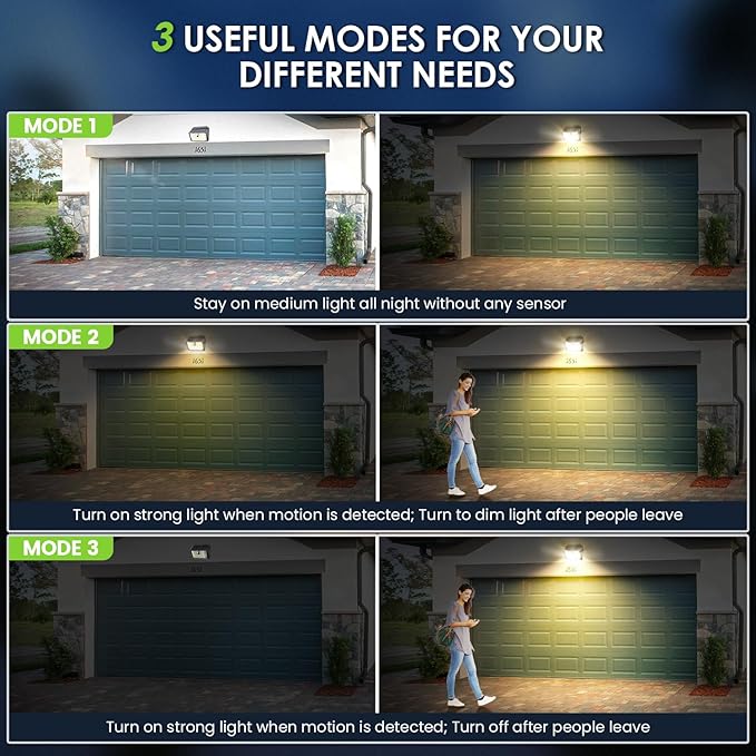 [16 Packs] Solar Motion Lights Outdoor, Ultra Bright Solar Fence Lights with Motion Sensor, IP65 Waterproof Security Light 3 Modes, 270° Lighting Angle, Wall Lights for Deck Patio Fence Garage Door - Image 5