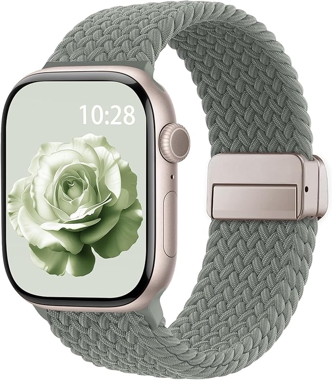 Braided Stretchy Band Compatible with Apple Watch Bands 38mm 40mm 41mm 42mm 44mm 45mm 46mm 49mm Women Men, Soft Nylon Solo Loop Magnetic Sport Strap for iWatch Series 11 10 9 8 7 6 5 4 3 2 1 SE Ultra by HEARTBOOM