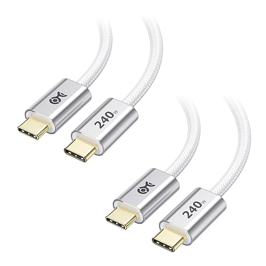 Cable Matters 2-Pack 240W USB C Fast Charging Cable - 6ft, USBC to USBC Cable, No Video, 240W Fast Charging Cord Type C Works with iPhone 15/16, iPad Pro, Macbooks, Surface Pro, White by CableMatters