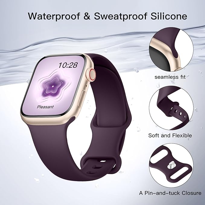 Sport Silicone Band Compatible with Apple Watch Bands 40mm 38mm 41mm 44mm 45mm 42mm 49mm Women Men,Soft Wristband Waterproof Replacement Sport Strap for iWatch Bands Series 9 8 7 6 5 4 3 2 1 SE Ultra - Image 2
