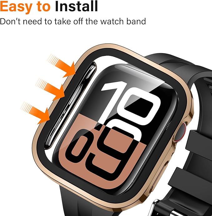 Amizee 2 Pack Case Compatible with Apple Watch Series 11/10 42mm Case with Built-in Screen Protector, Ultra-Thin Hard PC Straight Edge Anti-Scratch Protective Cover for iWatch 42mm (Rose Gold/Clear) - Image 3