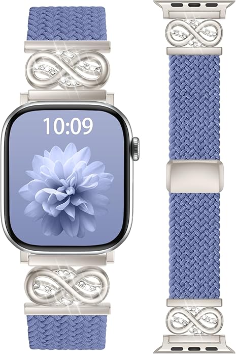 Dirrelo Braided Magnetic Stretchy Nylon Band Compatible for Apple Watch Bands Women 40/41/38/42/44/45/46/49mm, Designer Dressy Infinity Elastic Strap for iWatch Series 11 10 9 8 7 6 5 4 SE/Ultra 3 2 1 by Dirrelo
