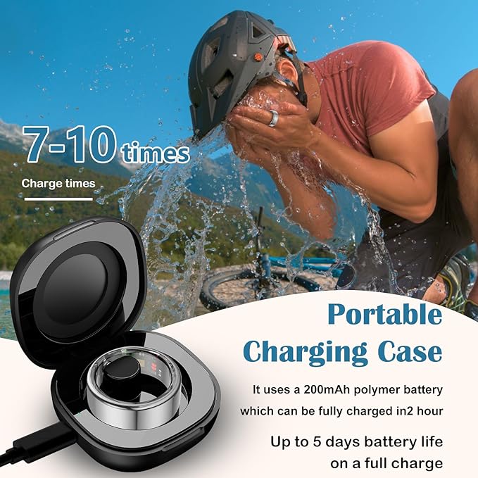 Smart Health Ring for Women Men,Fitness Tracker Smart Ring with Heart Rate,Sleep Monitor,Blood Oxygen,Steps,IP68 Waterproof Up to 5-7 Days Battery Life for iOS Android,No App Fee(Silver,9) - Image 7