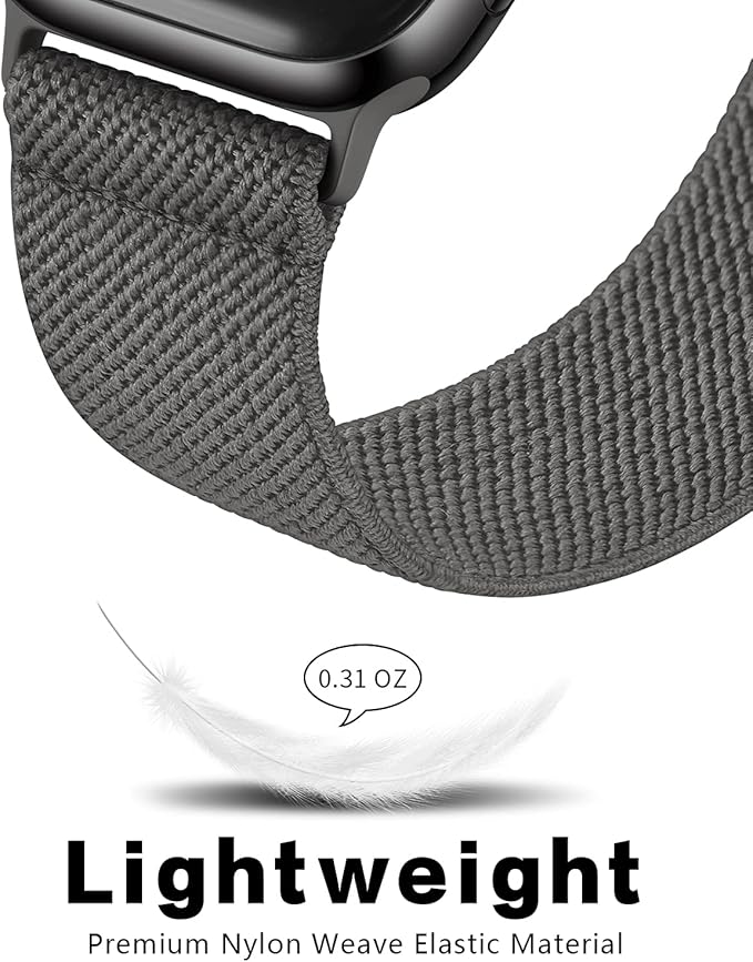 AMANECER Stretchy Nylon Bands Compatible with Apple Watch Ultra 3/2/1 SE Series 11/10/9/8/7/6/5/4, Adjustable Braided Elastic Sport Loop Rugged Straps for iWatch Women Men (Dark Gray, 44/45/46/49MM) - Image 3