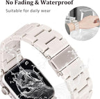 V-MORO Resin Band Compatible with Apple Watch Bands Series 11/10/9/8/7 Fashion Lightweight Bracelet 42mm/41mm/40mm/38mm for iWatch 6/5/4/3/2/1/SE with Starlight Buckle Women Men(Starlight) - Image 4