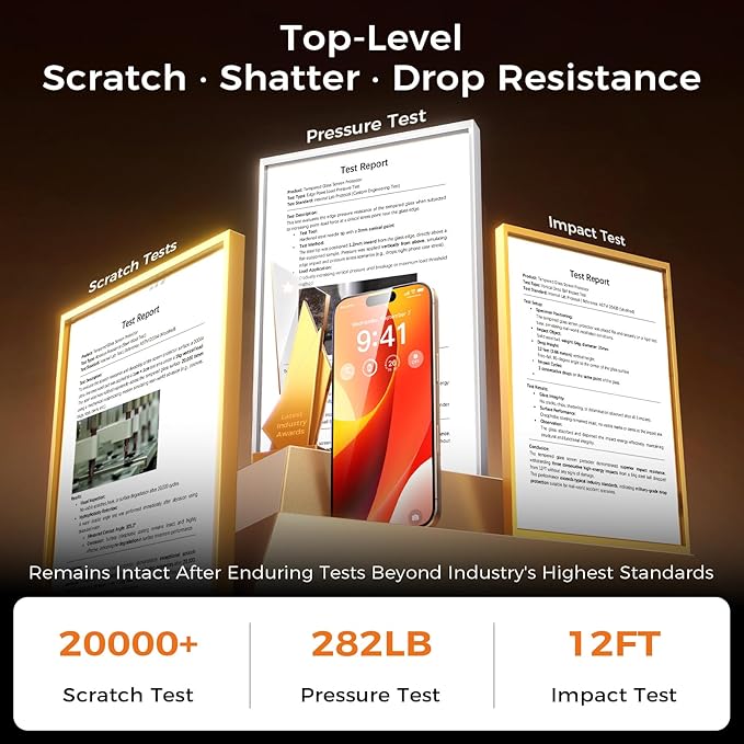 NeverBreak 9H+ Hardness for iPhone 16 Pro Max Screen Protector 12FT Military Grade Protection (Scratch, Shatter, Drop Resistance) Tempered Glass Full Edge Coverage 6.9" 2 Pack with De-Bubble Card - Image 3