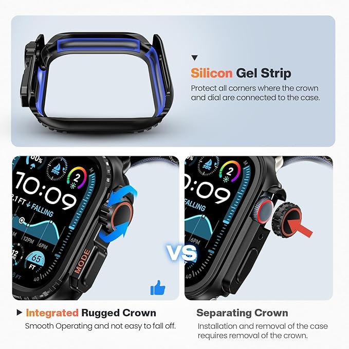 Goton Aluminum Alloy Case for Apple Watch Series 11/10 42mm, Ultra-Style Metal Bumper Protector with Ceramic Back, Shockproof Cover for Business & Daily Use - Image 6