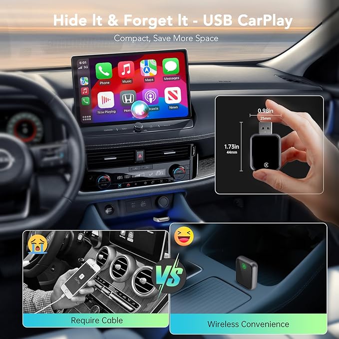 Wireless CarPlay Adapter 2026, 2-in-1 Convert Factory Wired CarPlay & Android Auto to Wireless, Plug and Play, Auto Reconnect, Compatible with iPhone & Android Phones, USB/USB-C, Light Grey - Image 8