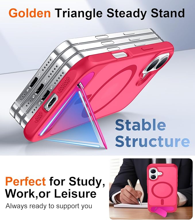 Temdan Magnetic Compatible with iPhone 16 Plus Case, [Built-in Invisible Kickstand][Compatible with MagSafe][Military Grade Shockproof] Slim Translucent Matte Phone Case for iPhone 16 Plus 6.7" - Image 4