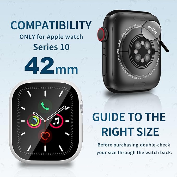 Waterproof Case for Apple Watch Series 10 Series 11 42mm Built-in Tempered Glass Screen Protector,[Slim Guard PC Bumper] [Touch Sensitive] Full Protective Face Cover Compatible iWatch Accessories - Image 2