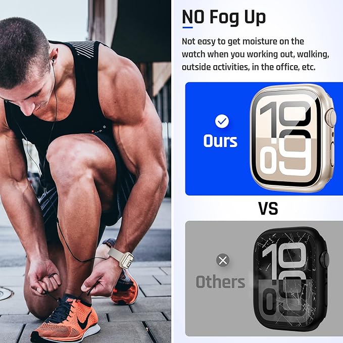 Goton 2 in 1 Waterproof Case Compatible for Apple Watch Series 11/10 Screen Protector 46mm, 360 Protective Glass Face Cover Hard PC Bumper + Back Frame for iWatch Accessories 46 mm - Image 5