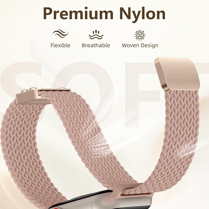 Braided Stretchy Bands Compatible with Apple Watch Bands 40mm 44mm 38mm 41mm 42mm 45mm 46mm 49mm Women Men, Soft Nylon Sport Strap with Magnetic Clasp for iWatch Series 11 10 9 8 SE 7 6 5 4 3 2 Ultra - Image 3