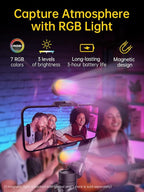 AOCHUAN 3-Axis Gimbal Stabilizer for iPhone Gimbal with RGB Magnetic Fill Light Upgraded Face Tracking Focus Wheel Foldable Smartphone for iPhone/Android Phone Stabilizer Vlog Recording Smart XE Kit - Image 2