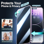 SMARTDEVIL 2 Pack Privacy Screen Protector for iPhone 14 Pro Max, 28° Anti-Spy 9H Tempered Glass, Impact & Scratch Resistant, Auto Dust & Bubble-Free Install Frame, Easy to Install, Case-Friendly - Image 2
