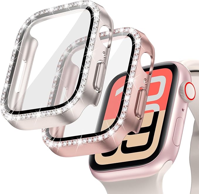 Goton 2-Pack Bling Case for Apple Watch Screen Protector 40mm SE 3/2/1, Series 6/5/4, Women Diamond Rhinestone Bumper Face Cover for iWatch Accessories 40 mm by Goton