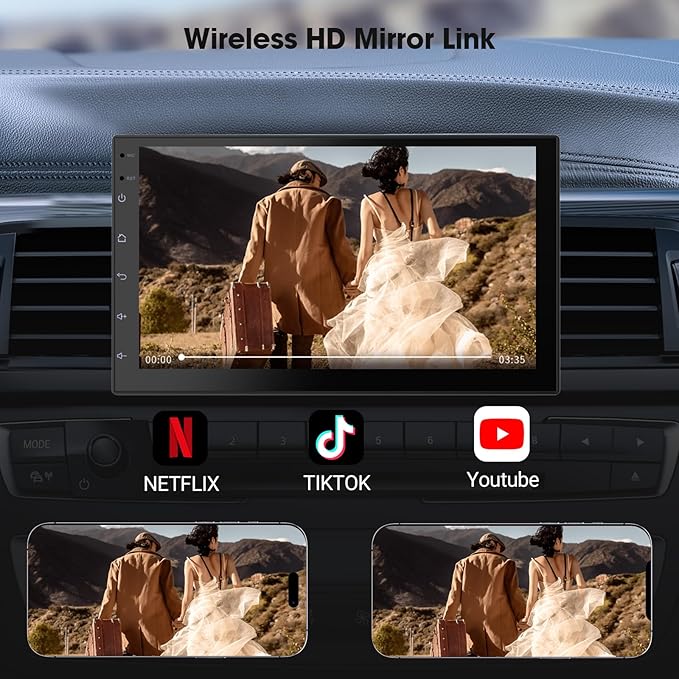 Wireless CarPlay Screen for Car & Android Auto Head Unit - Touchscreen 7 Inch Double Din Car Stereo with Backup Camera for All Cars (2+32GB) - Image 5