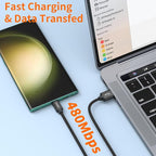 JXMOX Short USB C Cable (1ft 3-Pack), USB A to Type-C Charger Cord 3.1A Fast Charging Compatible with iPhone 15 16 Pro Max, Samsung Galaxy S22 S21 S20 S10 S9, Note 10, A80 A70 A50, Power Bank (Black) - Image 6