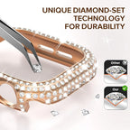 KADES Bling Case Compatible for Apple Watch Series 3/2/1 38mm, Sparkly Full Diamond Protective PC Bumper Cover, Rhinestone Frame for Women, 38mm-Rose Gold - Image 4