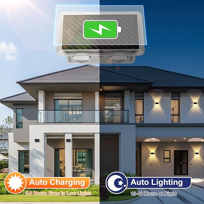 Solar Fence Lights Outdoor, New Up Down Lighting Fence Lights Solar Powered with 3 Modes 3000K/4000K/6000K, IP65 Waterproof Solar Wall Light for Backyard Wall Pathway Deck Patio Decor - 12 Pack - Image 7