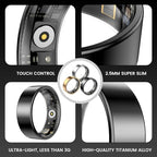 Smart Health Rings for Women Men, Fitness Tracker with Heart Rate, Blood Oxygen, HRV, Sleep Tracker, Step Tracker, No Subscription Fee, IP68 Waterproof Smart Ring for iphone & Android(Black7) - Image 4
