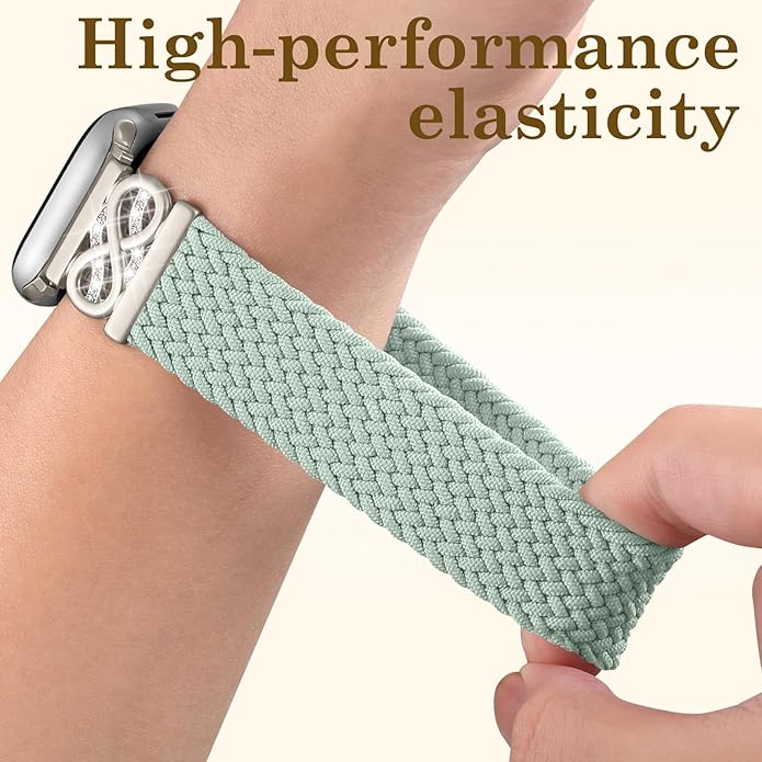 Dirrelo Braided Magnetic Stretchy Nylon Band Compatible for Apple Watch Bands Women 40/41/38/42/44/45/46/49mm, Designer Dressy Infinity Elastic Strap for iWatch Series 11 10 9 8 7 6 5 4 SE/Ultra 3 2 1 - Image 5