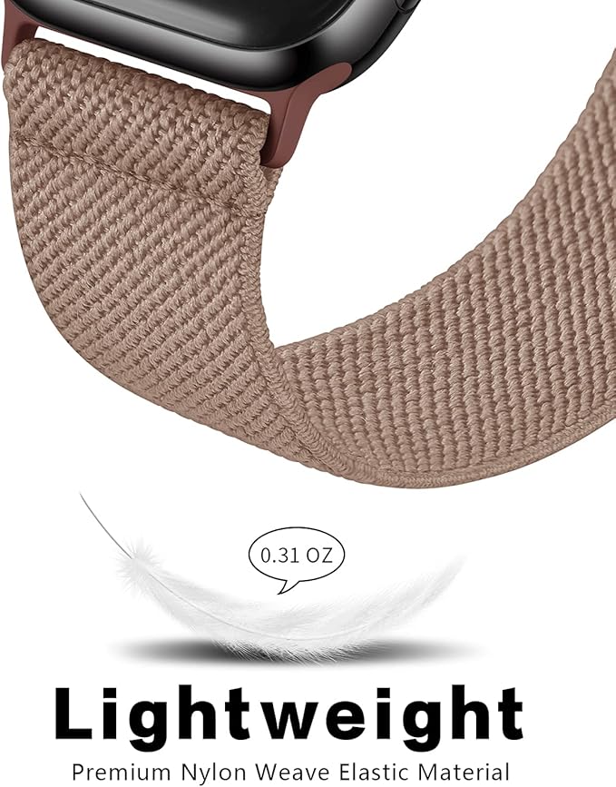 AMANECER Stretchy Nylon Band Compatible with Apple Watch Series 11/10/9/8/7/6/5/4 SE 3/2/1, Adjustable Braided Elastic Sport Loop Rugged Strap for iWatch Women Men (Walnut Saddle Brown, 38/40/41/42MM) - Image 3