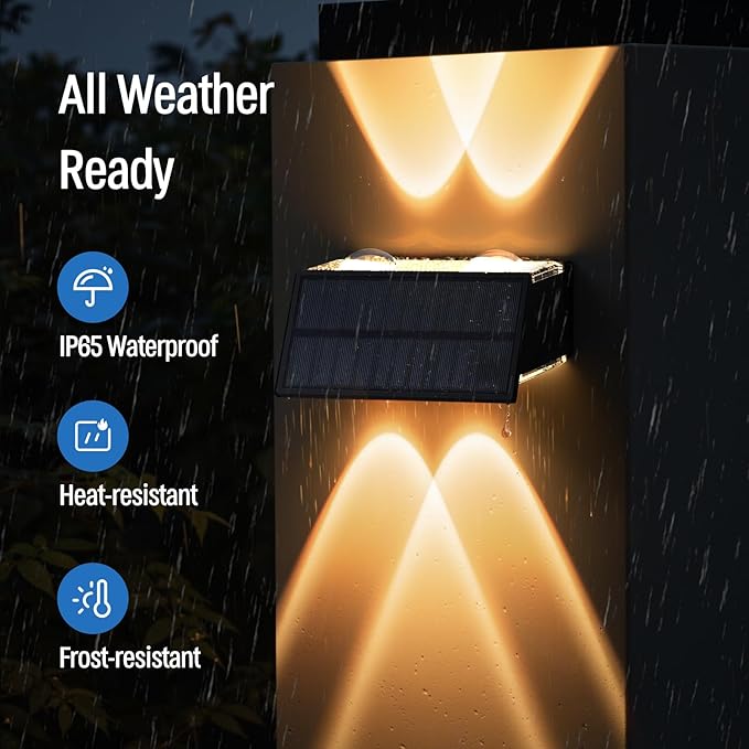 NIORSUN Solar Fence Lights,12 Pack Deck Light,Led Outdoor Lights 3000K/4500K/6000K+ RGB Up & Down Wall Lights Waterproof,Solar Powered Light for Backyard/Pool/Railing/Patio/Porch/Step Black - Image 5