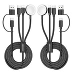2Pack Travel Essentials,3 in 2 USB C Cable for Apple Watch Charger,iPhone Charger,Multi Charging Cable,Cruise Vacation Camping,Portable for iWatch Series 11-2/Ultra/SE & iPhone 17-12,Car,Black by ChargeBeyondPowerWithin