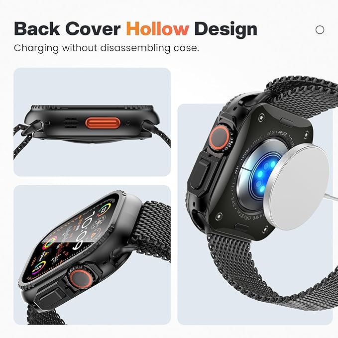 Goton Metal Case for Apple Watch Ultra 3/2/1 49mm Screen Protector, Rugged Bumper Tempered Glass with Back Cover Compatible with 2025 Ultra3 - Image 5