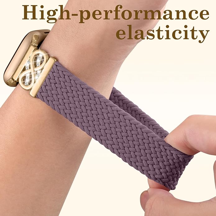 Dirrelo Braided Magnetic Stretchy Nylon Band Compatible for Apple Watch Bands Women 40/41/38/42/44/45/46/49mm, Designer Dressy Infinity Elastic Strap for iWatch Series 11 10 9 8 7 6 5 4 SE/Ultra 3 2 1 - Image 5