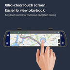 BY-J 10'' Rearview Mirror Camera with CarPlay&Andorid Auto,2K Mirror Dash Cam Front and Rear Backup Camera with Reverse Assist/Loop Record/G Sensor/Voice Control&Split Touch Screen - Image 3