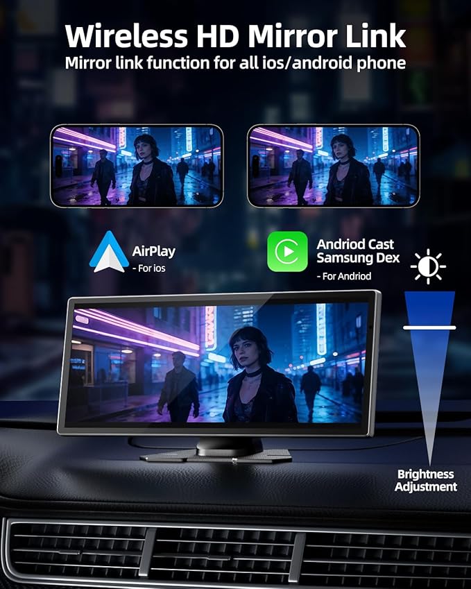 11.5" Wireless Apple CarPlay Screen for Car, Portable Car Play & Android Auto Touch Screen Car Stereo with App Control, 4K Dash Cam 1080P Backup Camera, GPS, Voice Control, Mirror Link FM All Vehicles - Image 8