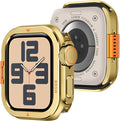 Amizee Metal Case Compatible with Apple Watch SE 3/2/1 Series 6/5/4 44mm with Back Cover, Rugged Protective Bumper Cover for iWatch 44mm, Gold by Amizee
