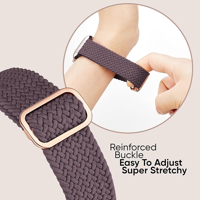 6 Pack Braided Stretchy Bands Compatible with Apple Watch Band 38mm 40mm 41mm 42mm 44mm 45mm 46mm 49mm Women Men, Adjustable Nylon Solo Loop Elastic Straps for iWatch Series 11 10 9 8 7 6 5 4 SE Ultra - Image 5