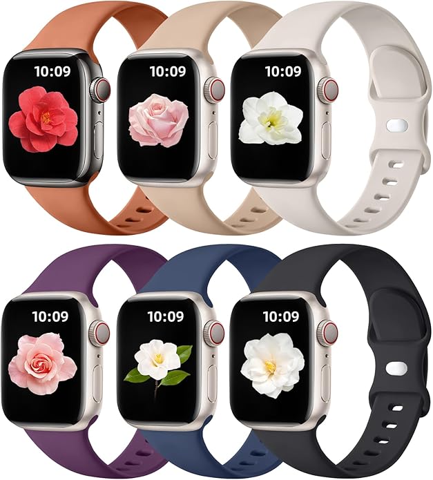 Maledan 6 Pack Bands Compatible for Apple Watch Band 38mm 40mm 41mm 42mm 44mm 45mm 46mm 49mm Women Men, Soft Silicone Sport Band Strap for iWatch Apple Watch Series 11 10 9 8 7 6 5 4 3 2 1 SE Ultra by Maledan