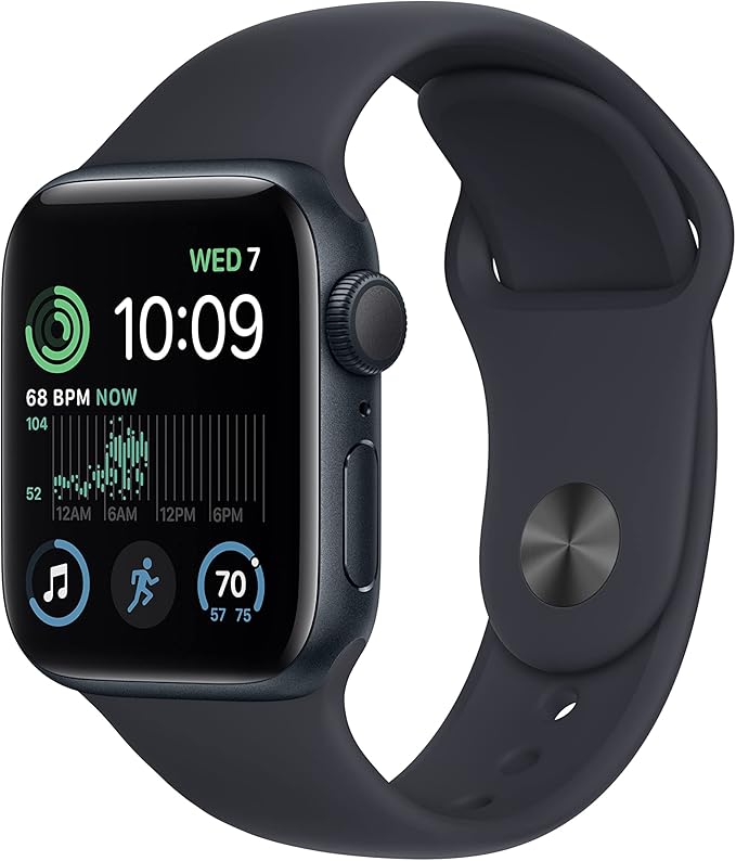 Apple Watch SE (2nd Gen) (GPS, 40mm) - Midnight Aluminum Case with Midnight Sport Band, S/M (Renewed) by Amazon+Renewed
