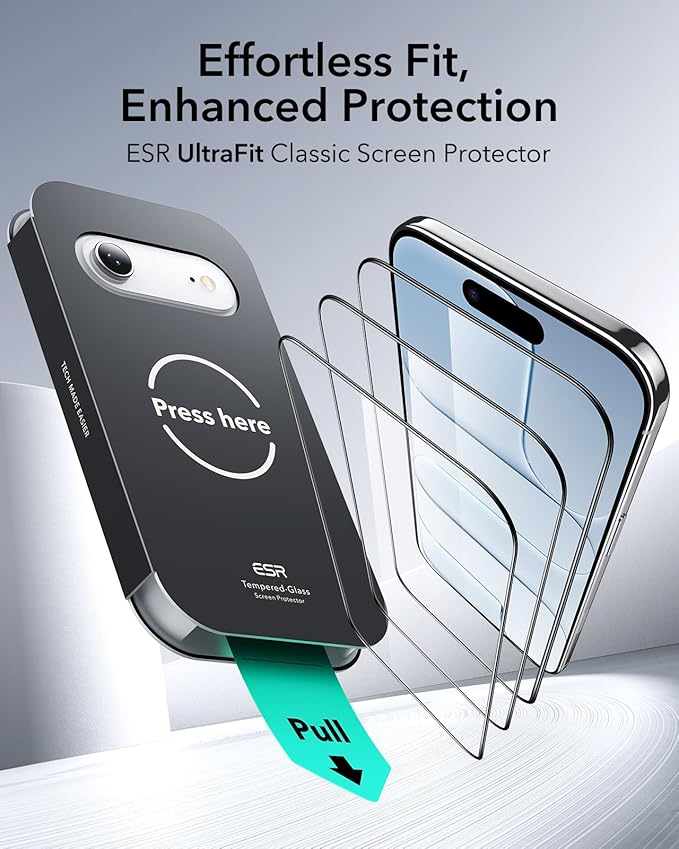ESR 3 Pack for iPhone Air Screen Protector, Military-Grade Shatterproof, 9H Hardness, Full Coverage Tempered Glass for iPhone 17 Air Screen Protector with Ultra Fit Tray - Image 2