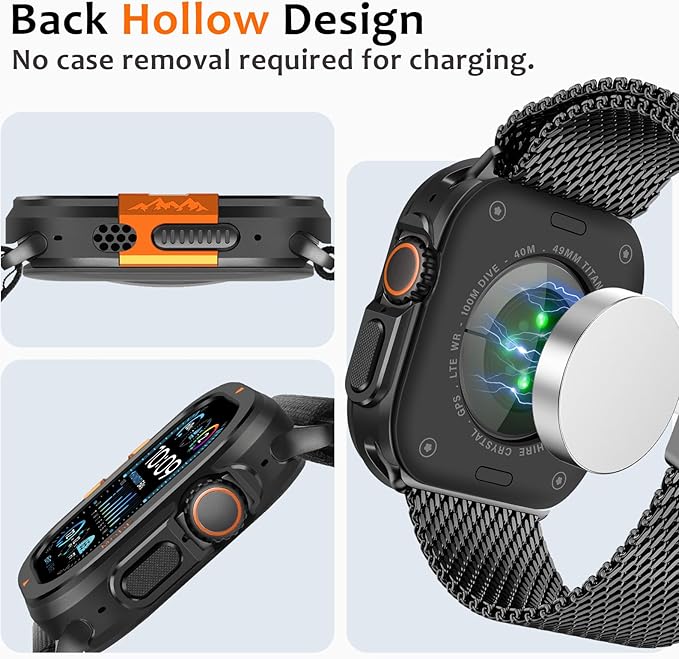 Amizee Metal Case Compatible with Apple Watch Ultra 3/2/1 49mm Case with Back Cover, Rugged Protective Bumper Cover for iWatch 49mm, Black - Image 5
