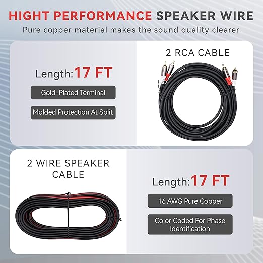 4 Gauge Complete Car Amplifier Installation Wiring Kit, Premium CCA Automotive Audio Systems Cable with OFC 2-Channel RCA Cable & Full Accessories, Brings Power to Radio, Subwoofer and Speaker, DIY - Image 4