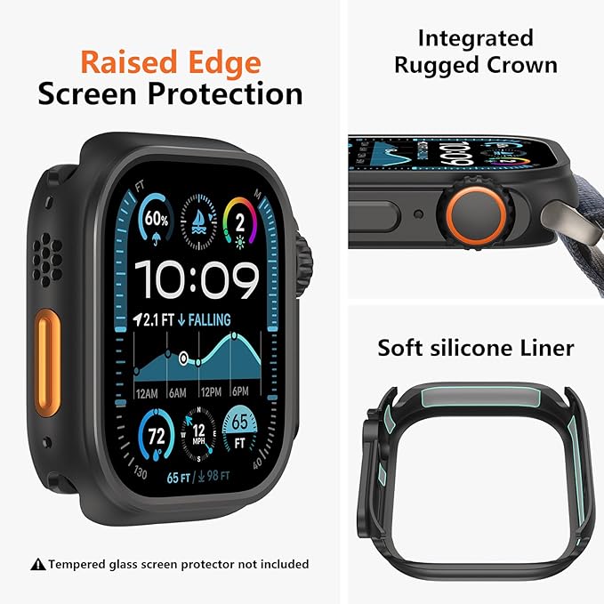 amBand for Apple Watch Series 10 11 46mm Metal Case Men, W1 Rugged Protective Bumper [Turn iWatch into Ultra 3/2/1 Look] with Back Cover, Upgrade Conversion Kit Stylish Protector 46 mm - Black - Image 4