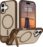 Temdan Designed for iPhone 17 Case, [Built-in Invisible Kickstand][Compatible with MagSafe][Military Grade Shockproof] Slim Translucent Matte Phone Case 6.3 inch (Desert Brown) by Temdan