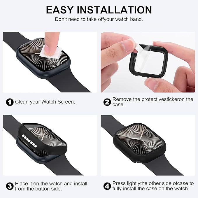18 Pack PC Screen Protector Case Compatible with Apple Watch Series 4 5 6 SE SE 2nd 40mm with Built-in Tempered Glass Screen Protector, Full Coverage Bumper - Image 6
