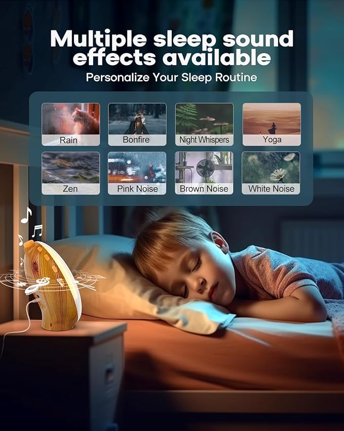 Dekala Sunrise Alarm Clock for Heavy Sleepers, Wood Grain Wake up Light Sunset Simulation, 7 Nature Sounds, Dual Alarms, Colorful Ambient Lamp, FM Radio, Snooze, Sleep Aid for Kids & Adults Bedroom - Image 3